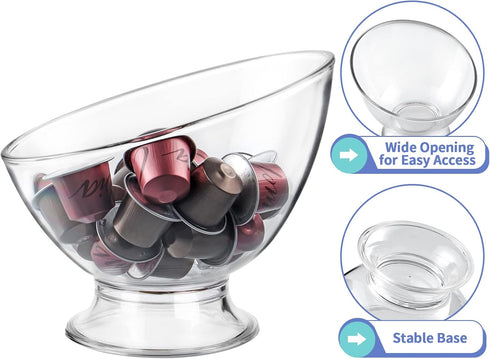 Coffee Pod Holder Bowl, Coffee Capsule Container, Kitchen Counter Storage Organizer