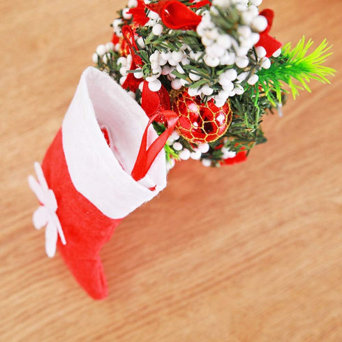 12Pcs Mini Christmas Stockings Snowflake Holders for Candy, Knife, Spoon, Fork, and Xmas Table Decorations