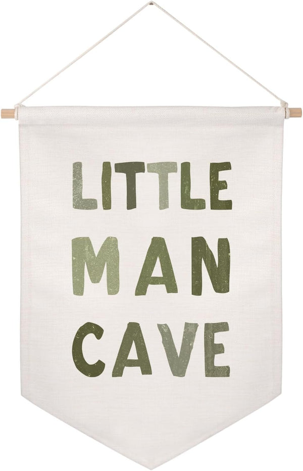 ZEARPT Little Man Cave Pennant Flag Banner, Toddler Boy Room Decor &