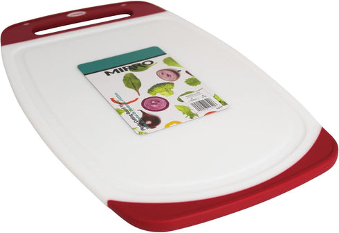 Mirro 16x10" Plastic Cutting Board - White/Red with Silicone Covering