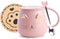 Pink Ceramic Coffee Mug, Cute Cat Handmade Tea Cup with Stainless Steel Spoon, Unique Hot Chocolate Novelty Mug for