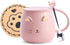Pink Ceramic Coffee Mug, Cute Cat Handmade Tea Cup with Stainless Steel Spoon, Unique Hot Chocolate Novelty Mug for