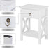 Bonnlo White Nightstand, Small Nightstand with Drawer & Shelf, Farmhouse Night Stand Bedroom, End Table/Bedside