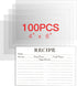 100PCS Recipe Card Protectors, 4x6 Waterproof Clear Covers, Plastic Sleeves to Protect Your Recipes from Kitchen Messes.