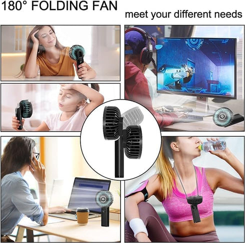 Mini Portable Fan, Powerful Handheld Fan with LED Display, 3 In 1 Personal Fan for Travel Outdoor (Black)