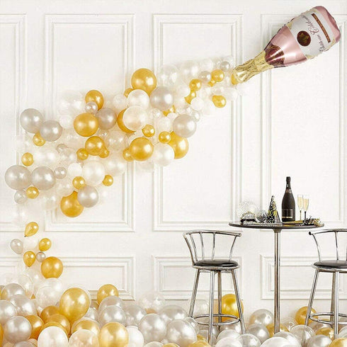 4PCS Champagne Bottle Balloons and Champagne Glass Mylar Foil Balloons for Birthday Engagement Bachelorette Party