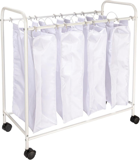 Household Essentials Rolling Laundry Sorter, 4 Bag Laundry Sorter Cart with Washable