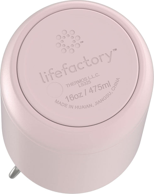 LIfeFactory 16 Ounce Stainless Steel Vacuum-Insulated Sport Bottle, Desert Rose