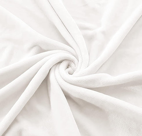 Exclusivo Mezcla Fleece Throw Blanket for Couch - 300GSM Super Soft and Warm, Pure White Cozy Plush Blanket, 50x60