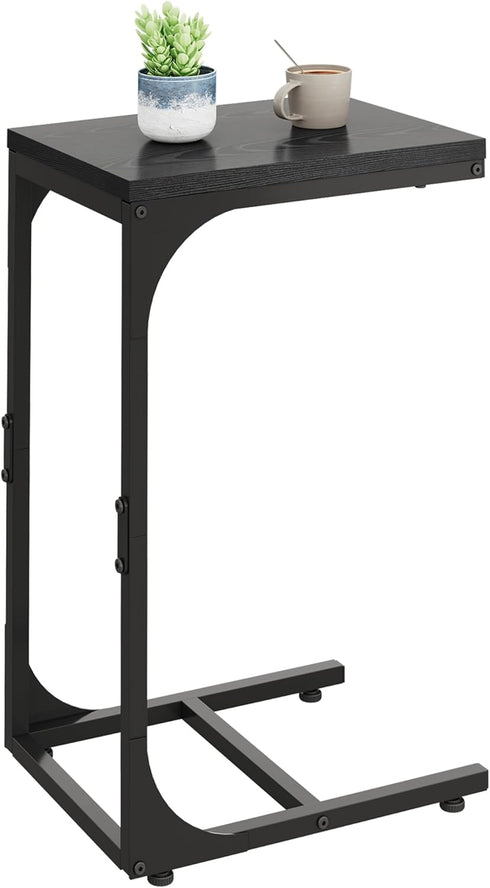 WLIVE C Shaped End Table, Small Couch Side Tables with Metal Frame,