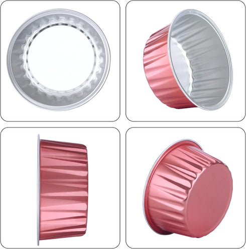 EUSOAR Mini Aluminum Pans with Lids, 30 Pack 5oz Disposable Foil Cupcake Liners, Dessert Cups with Lids