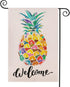 Welcome Pineapple Garden Flag, 12.5 x 18 Inch, Double Sided Burlap Flag for Seasonal Farmhouse Decoration