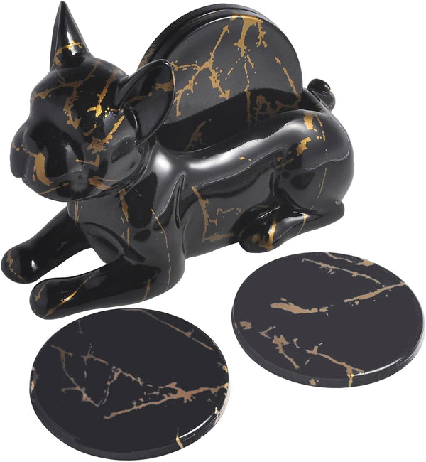 CHWUGOXI Dog Coaster Set of 4 Marble Coasters, Decorative Coasters for Dining Table