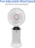 Portable Handheld Fan Small Handheld Fan Type-C Rechargeable 2000mAh Desk Personal Fan 90°Adjustable Neck Fan with 5 Speed Wind LED Display for Home Office Travel(White) by Yinglejiacns