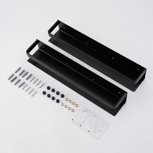 KES 16 Inch Aluminum Spice Rack Organizer, Wall Mount Seasoning Holder, Anodized Black, 2 Pack, KSR401S40-BK-P2