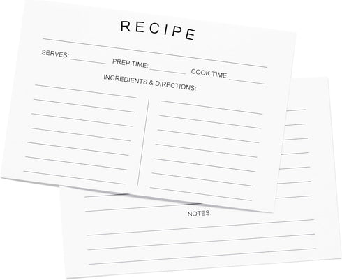 75 Count Recipe Cards, 4x6 Inch Double Sided Thick Card Stock, Modern Minimal Design, Fit with Recipe Binder
