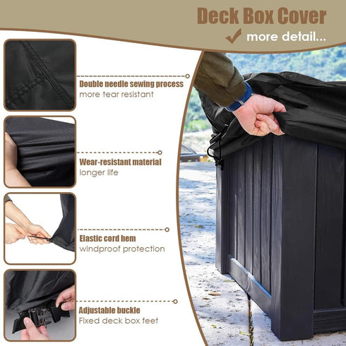 Gicov Deck Box Cover Waterproof Heavy Duty Patio Storage Box with Zipper Outdoor Ottoman Bench Cover Rectangular