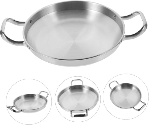 YARNOW Stainless Steel Griddle, Double Handle Hot Pot Kitchen Accessory, Small Cooking Tool