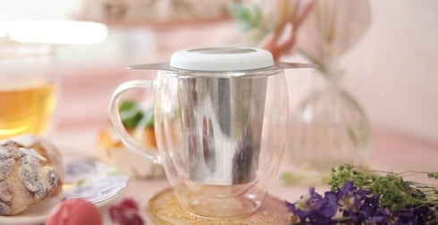 Teabloom Universal Loose Tea Infuser with Dual-function Lid/Dish – Fits Cups, Mugs, Teapots – Lid Touchpoints Remain Cool to the Touch – Steep Tea or Coffee – Connoisseur's Choice by Teabloom
