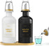 BTIFU 2PCS Glass Mouthwash Dispenser for Bathroom Countertop 14oz/410ml Refillable Mouthwash Bottle with