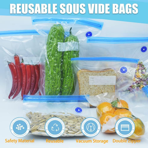 Sous Vide Bags 20pcs 8.3x8.7in BPA Free Reusable Vacuum Sealer Bags to Keep Food Fresh