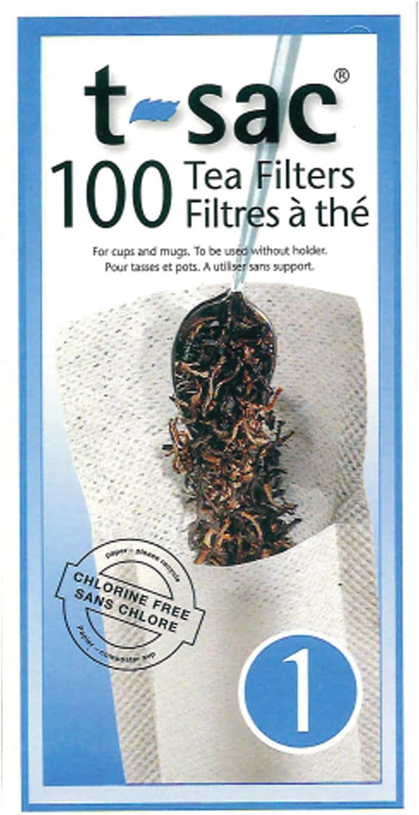 T-Sac Disposable Tea Filter Bags, Number 1-Size, 1-Cup Capacity, Set of 100