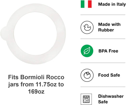 Bormioli Rocco Jar Replacement Gaskets, Set of 6, 3.5’’ Diameter, Food Grade Rubber Sealing Rings