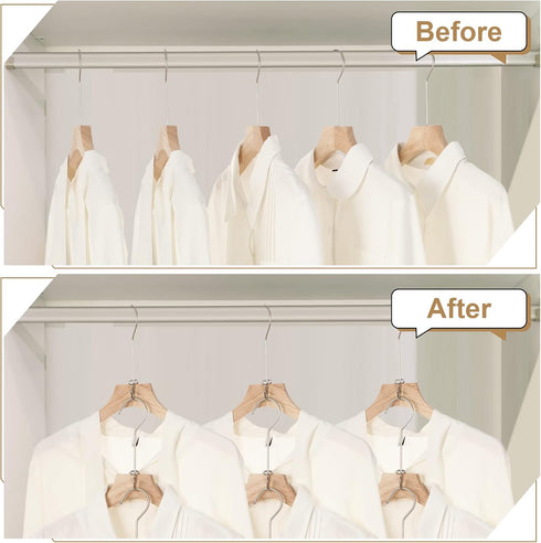 Sosation 45 Pcs Clothes Hanger Connector Hooks, Metal Hanger Extender Clips for Velvet Plastic Wooden Closet