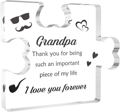 Lerdrtuin Acrylic Block Puzzle Gifts - Best for Grandpa & Grandparents, Christmas &