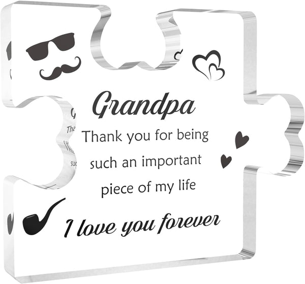 Lerdrtuin Acrylic Block Puzzle Gifts - Best for Grandpa & Grandparents, Christmas &