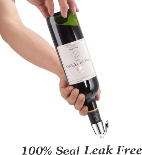 Stainless Steel Wine Stopper, Reusable Beverage Preserver with Silicone Seal, Ideal Wine Saver Gift Set