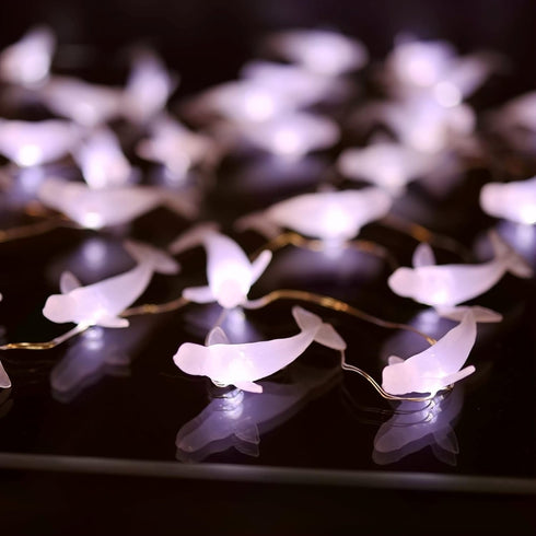 30 10ft Ocean Theme White Beluga Whale Fairy String Lights, Nautical Dcor Cute Dolphin Decorative Lights Sea Canaries