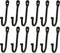 Early American Single Prong Wrought Iron Hooks, Set of 12 - Rustic Curved Metal Fasteners for Colonial Wall Décor