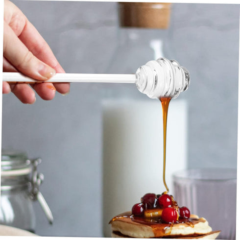 5.34 Inch CALLARON Glass Honey Dipper Clear Honey Stirring Rod for Household Jam Syrup Mixing and Serving