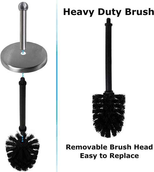 Blue Toilet Brush with Stainless Steel Holder, Chrome Cleaning Brush Holder, Toilet Bowl Cleaner