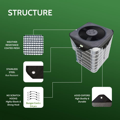 Universal Air Conditioner Cover 36x36, Outside Unit Shade, Heat Pump Mesh Protector, Round Compressor Defender
