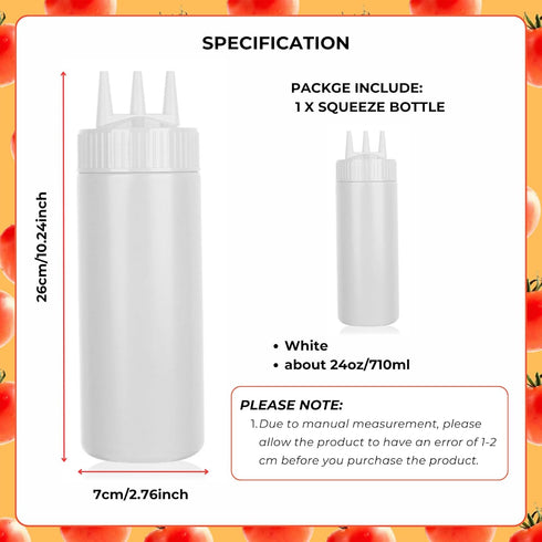 3 (24oz, beyonday Seasoning Squeeze Bottles, Hole Ketchup Mustard Dressing Squeeze Squirt Bottles, Salad Sauce
