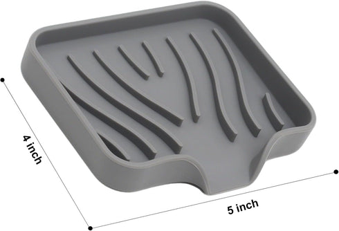 suyncyi 2 Pack Soap Dish with Drainage, Gray Silicone Soap Holder for Bathroom Sink