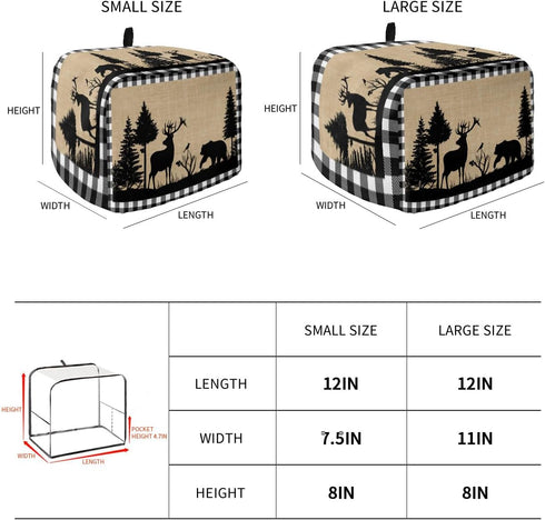 Toaster Cover 2 Slice, Christmas Animal Moose Elk Xmas Tree, Dust-Proof Cover with Pockets for Kitchen Appliance