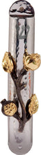 Yair Emanuel Hammered Mezuzah Case with Pomegranate Branch, 10 centimeters