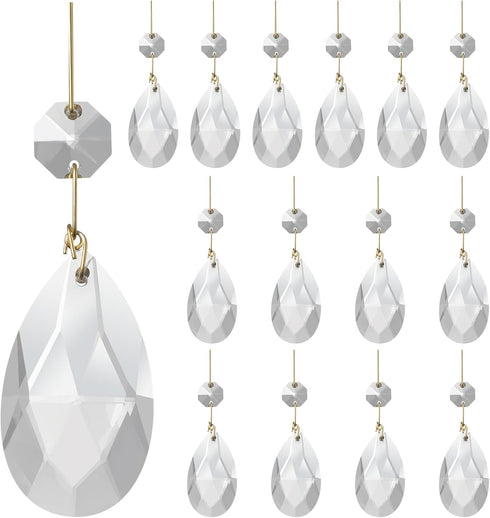 Aiskaer 15 Pcs Clear Teardrop Crystal Chandelier, Crystal Pendant for Light Lamp