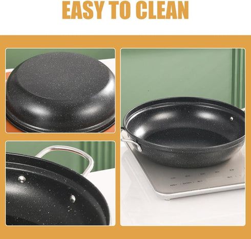Stainless Steel Skillet with 2 Handles Saute Pan Everyday Pan Stir Fry Pan Chef s Pan Multipurpose Deep Frying Pan Stewpot Skillet by HOLIDYOYO