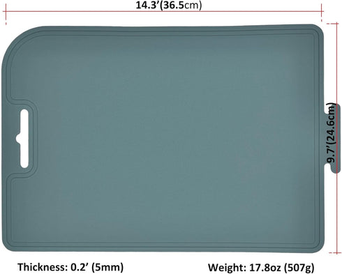 Thick Silicone Double-Sided Cutting Board, Korean Made, 14.3" x 9.7", Foldable Design, Dishwasher Safe, 1PCS (Mint)