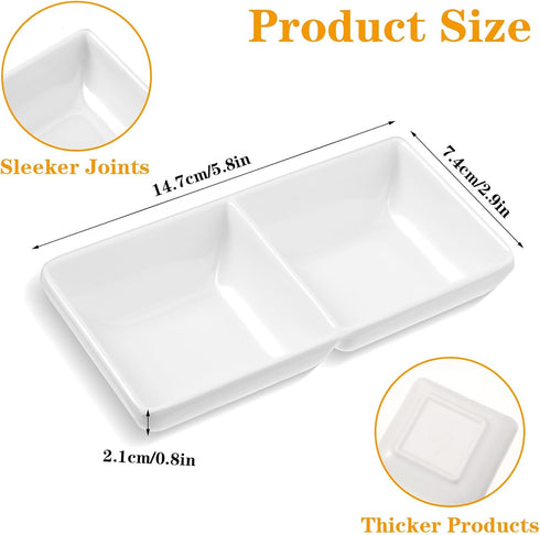 16 PCS sauce dish,Wet & Dry Double Layer Dipping Bowl, Large Capacity Sauce Dipping Cup for Restaurant Kitchen Dining Room (White) by Tolare