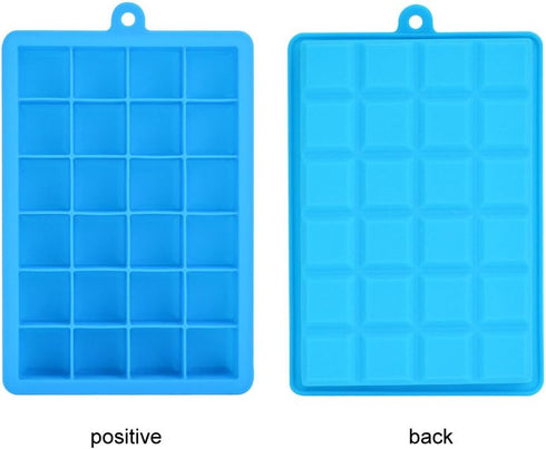 Ice Cube Tray, Silicone Square Ice Trays Easy Release Stackable Mold with Removable Lid, 24 Cavity (2 Pack)