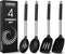Pack of 4 Large Silicone Cooking Spatulas and Spoons, Non-stick Heat Resistant Kitchen Utensils, Black
