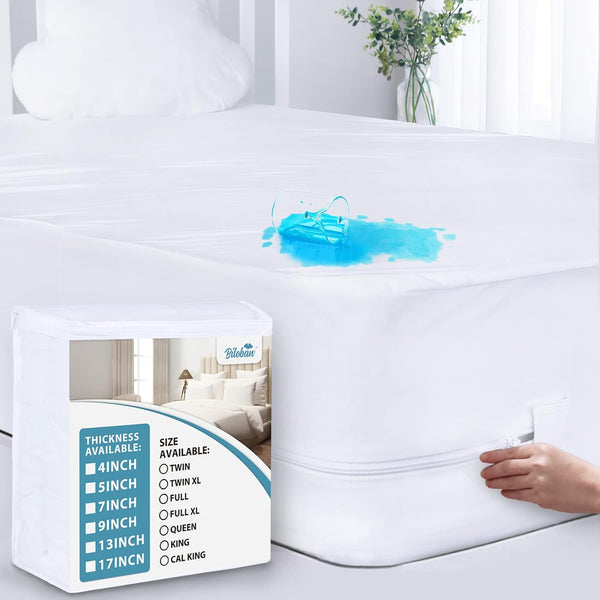 Zippered Waterproof Twin Mattress Protector, Fits Amazon Basics & ZINUS Box Spring, 6 Sides Encasement