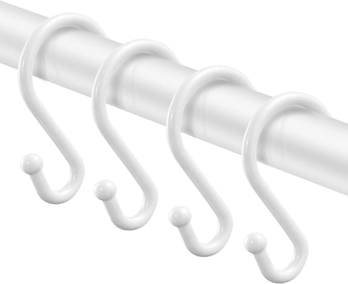 Metal Shower Curtain Hooks, Set of 12 Rust Resistant S Shaped Rings for Shower Curtains, Kitchen Utensils, Towels