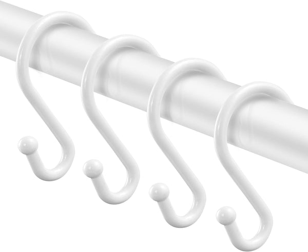 Metal Shower Curtain Hooks, Set of 12 Rust Resistant S Shaped Rings for Shower Curtains, Kitchen Utensils, Towels