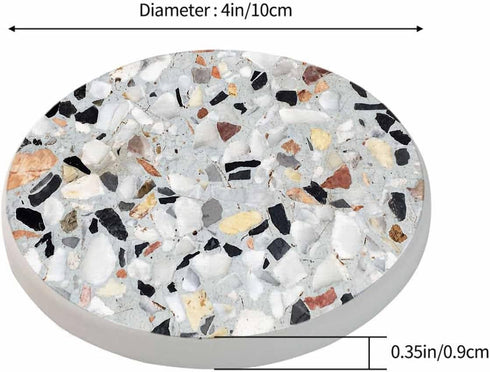 Pznen 2 Pack Accessories,Set 2 Surface of Terrazzo Floor Texture Coasters for Drinks Antique Beautiful Stone Design